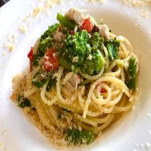 三崎漁港直送白身魚と旬野菜のスパゲティ